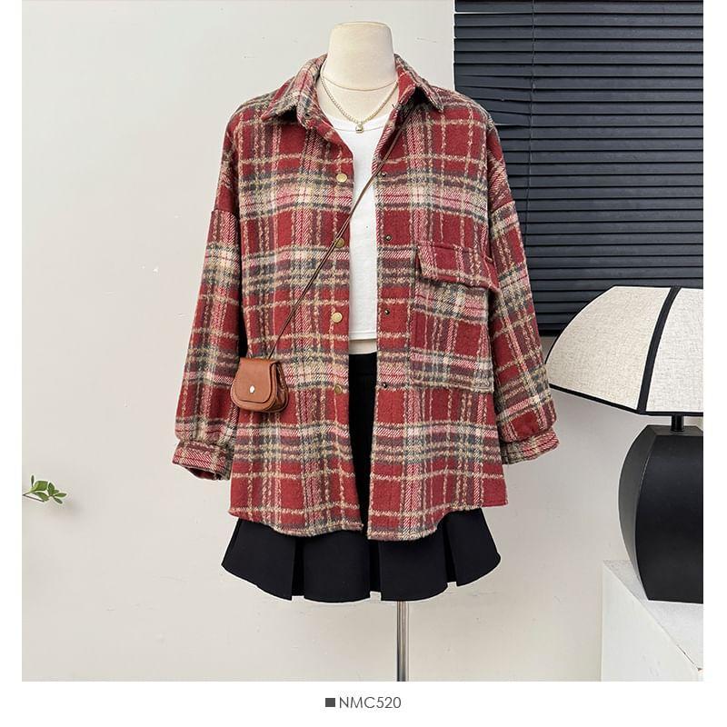 Oversized Plaid Wool Shacket Product Image