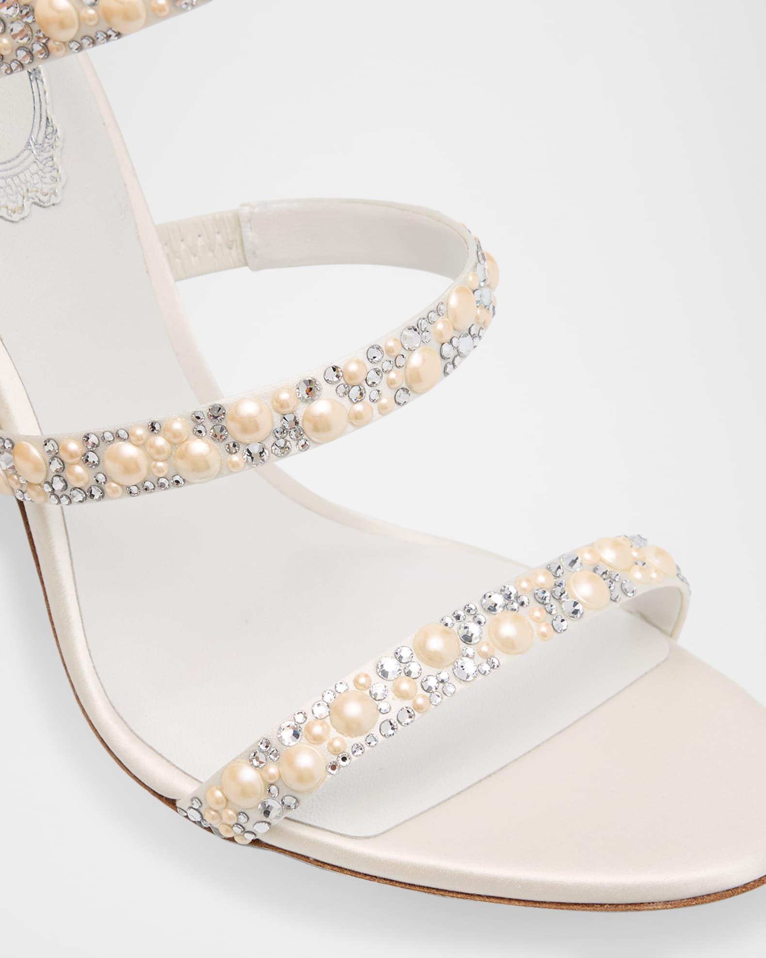 Cleo Satin Crystal Snake-Wrap Sandals Product Image