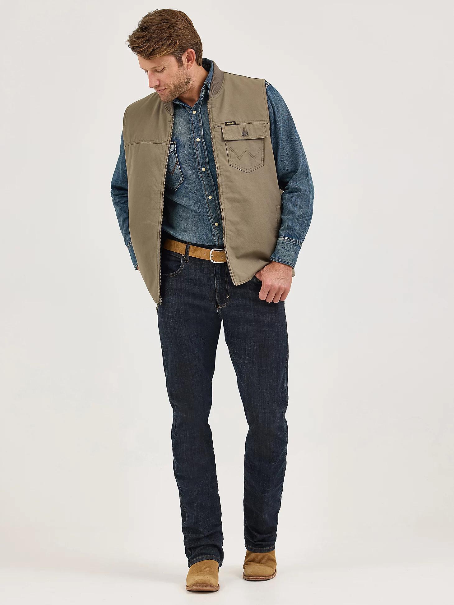 Men's Wrangler Quilt Lined Rancher Vest in Bungee Cord Taupe Product Image