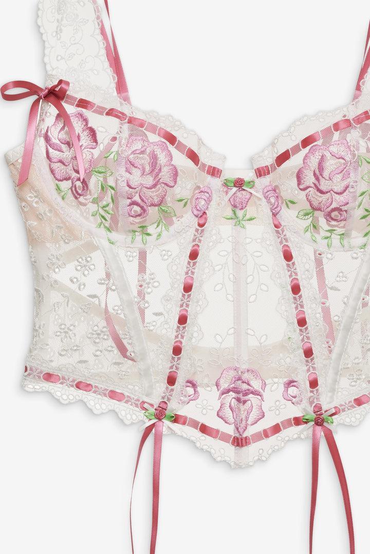 Rose Milk Eyelet Bustier — White Product Image