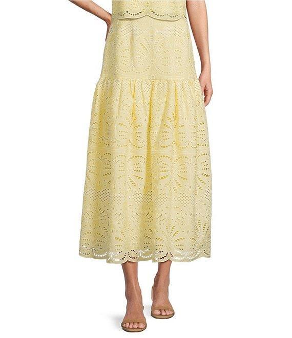Antonio Melani Coordinating Blake Eyelet Drop Waist Midi Skirt Product Image