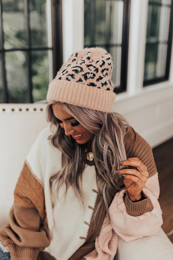 Away To The Alps Leopard Beanie In Blush Product Image