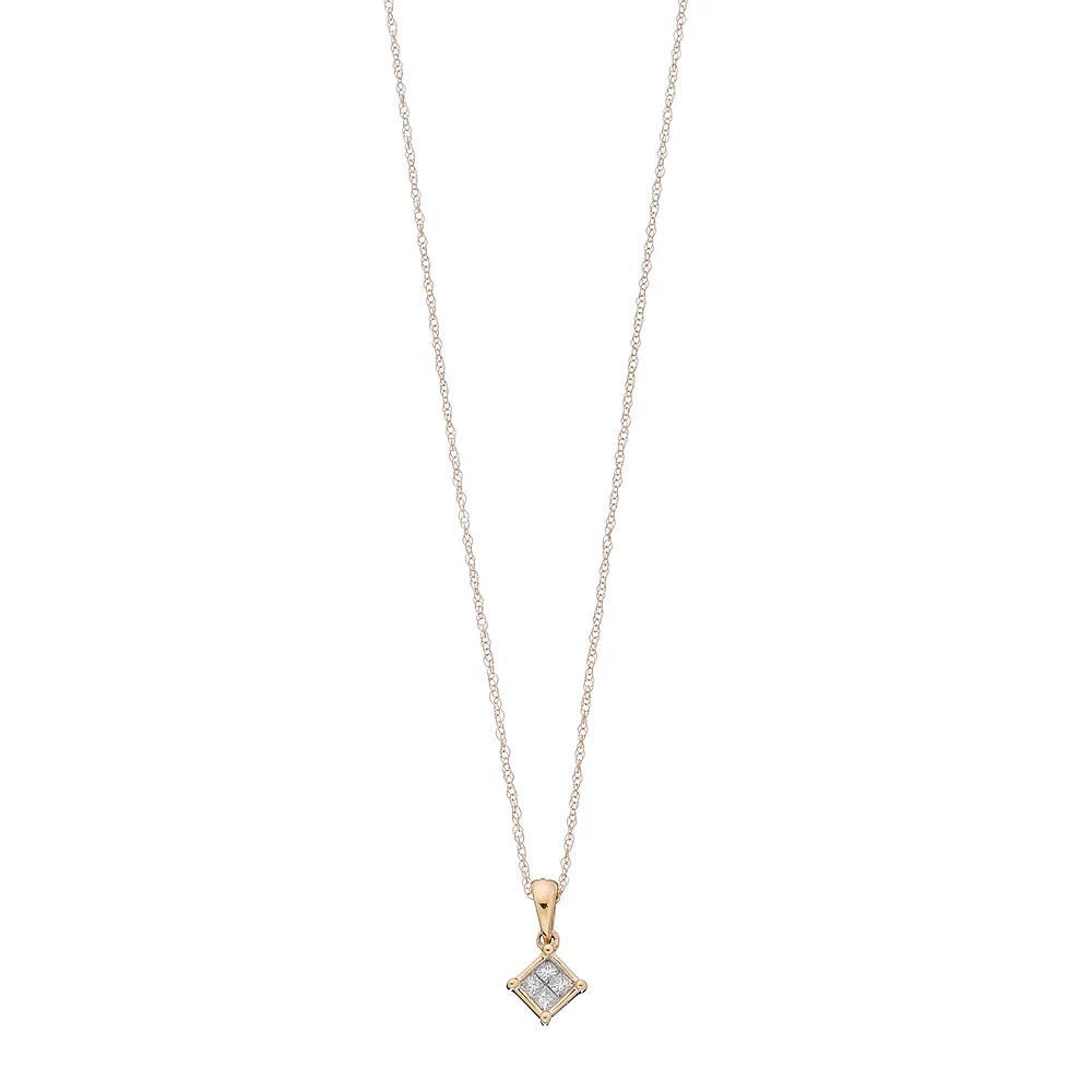 Celebration Gems 10k Gold 1/10 Carat T.W. Diamond Pendant, Women's, Size: 18", Yellow Product Image