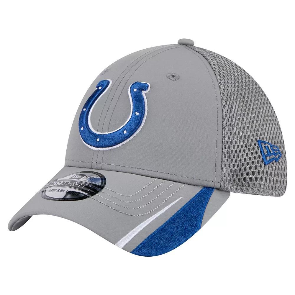 Men's New Era  Gray Indianapolis Colts Game Day Linear 39THIRTY Flex Hat, Size: Small/Medium, Grey Product Image