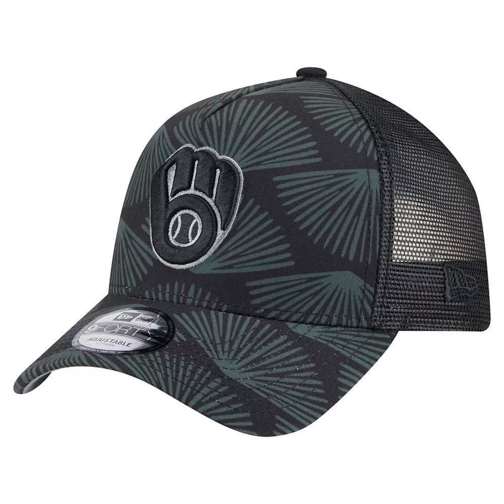 Men's New Era  Black Milwaukee Brewers 9FORTY A-Frame Trucker Adjustable Hat Product Image