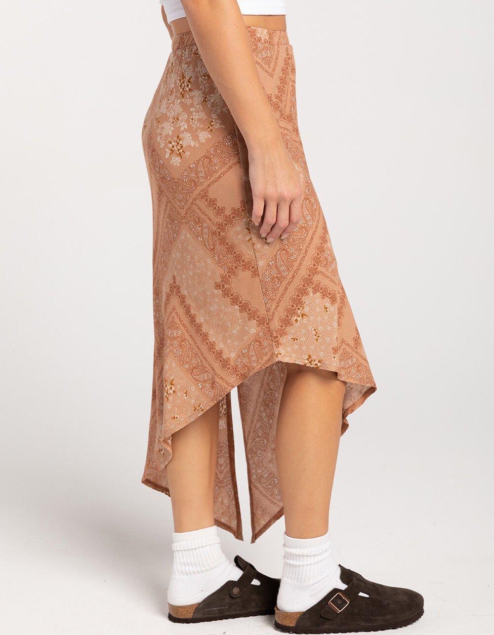 FULL TILT Low Rise Asymmetrical Womens Midi Skirt Product Image