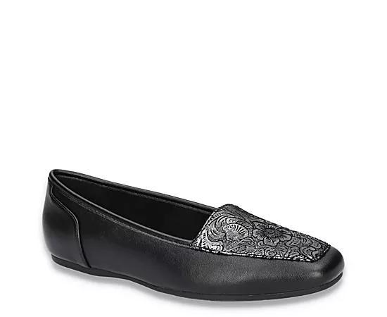 Easy Street Thrill Women's Flats, Size: 6, Black Metal Floral Product Image