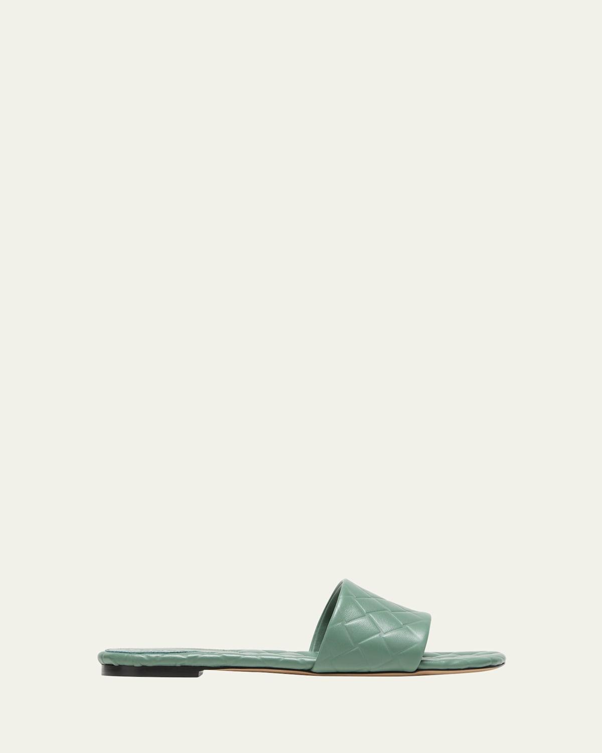 Quilted Leather Flat Slide Sandals Product Image