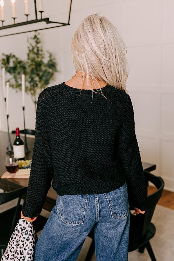 Feeling Cozy Knit Sweater in Black Product Image