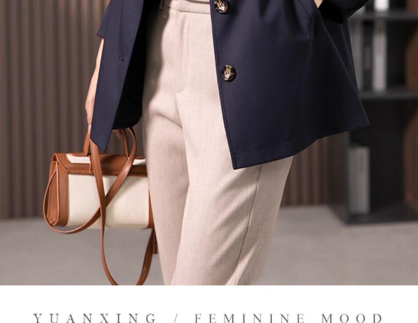 Collared Button-Up Trench Jacket Product Image