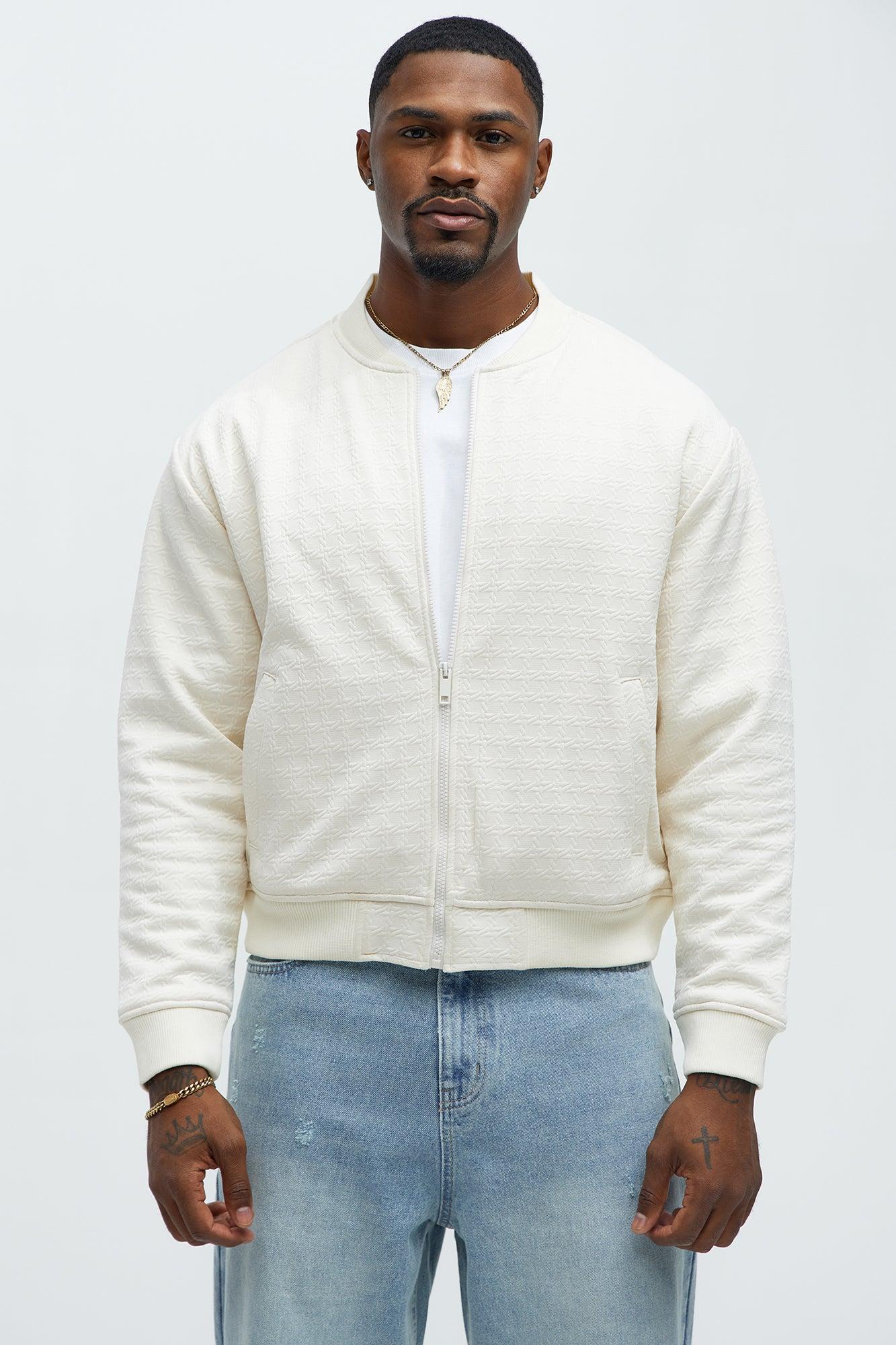 Buck Textured Bomber Jacket - Off White Product Image