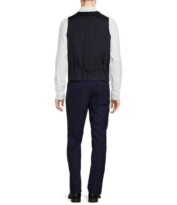 Hugo Boss Slim Fit Flat Front Plain Check Pattern Vested 3-Piece Suit Product Image