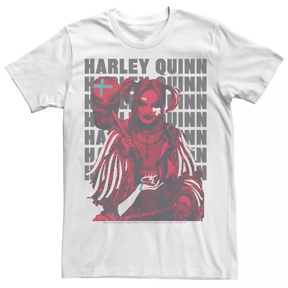 Men's Harley Quinn: Birds of Prey Stacked Text Tee, Size: XXL, Red Grey Product Image