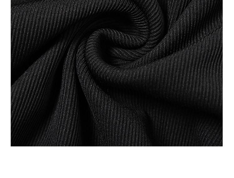 Long-Sleeve Mock Neck Plain Asymmetrical Lace Panel Cropped T-Shirt / Mid Waist Ruched Maxi Fishtail Skirt Product Image