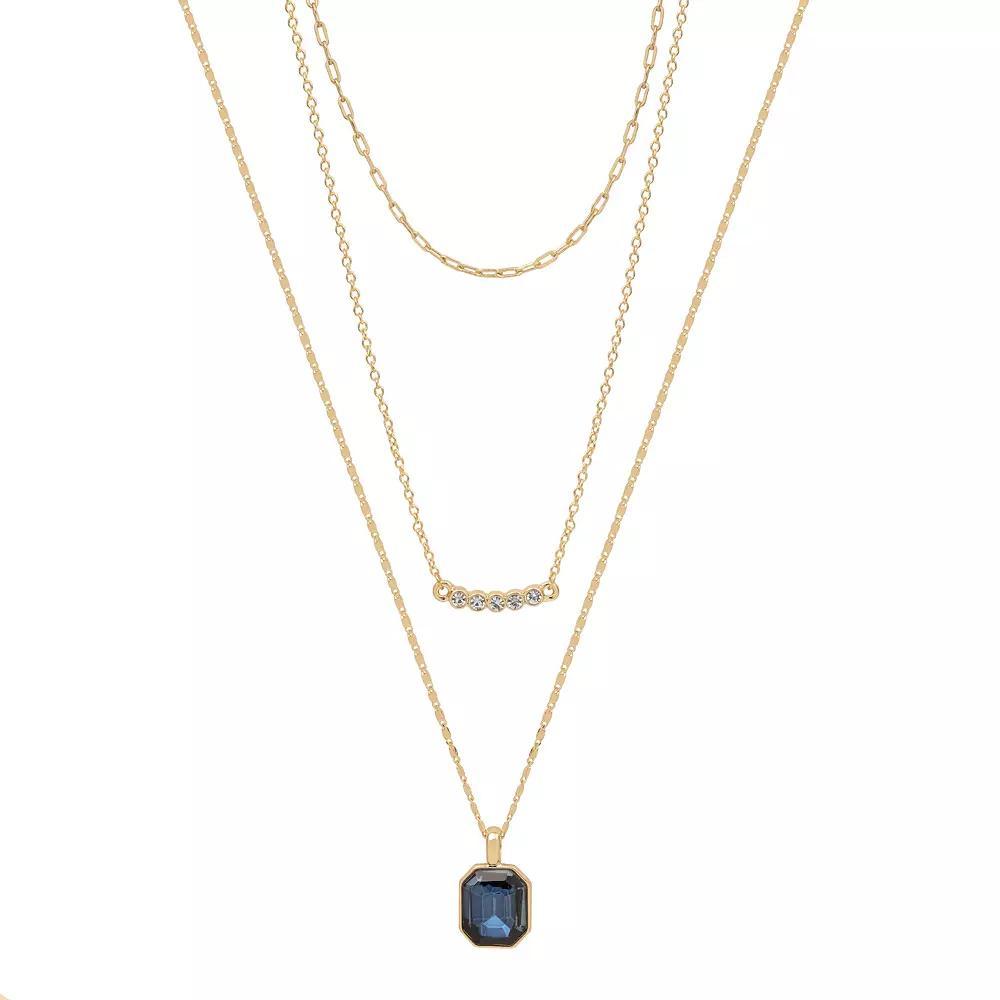 LC Lauren Conrad Gold Tone 3 Row Stone Pendant Necklace, Women's, Blue Product Image
