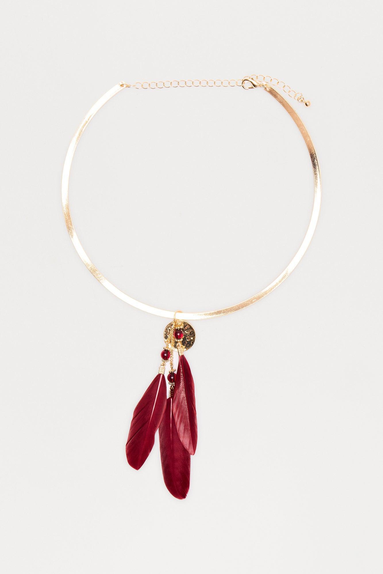 Light As The Feather Choker Necklace - Burgundy/combo Female Product Image