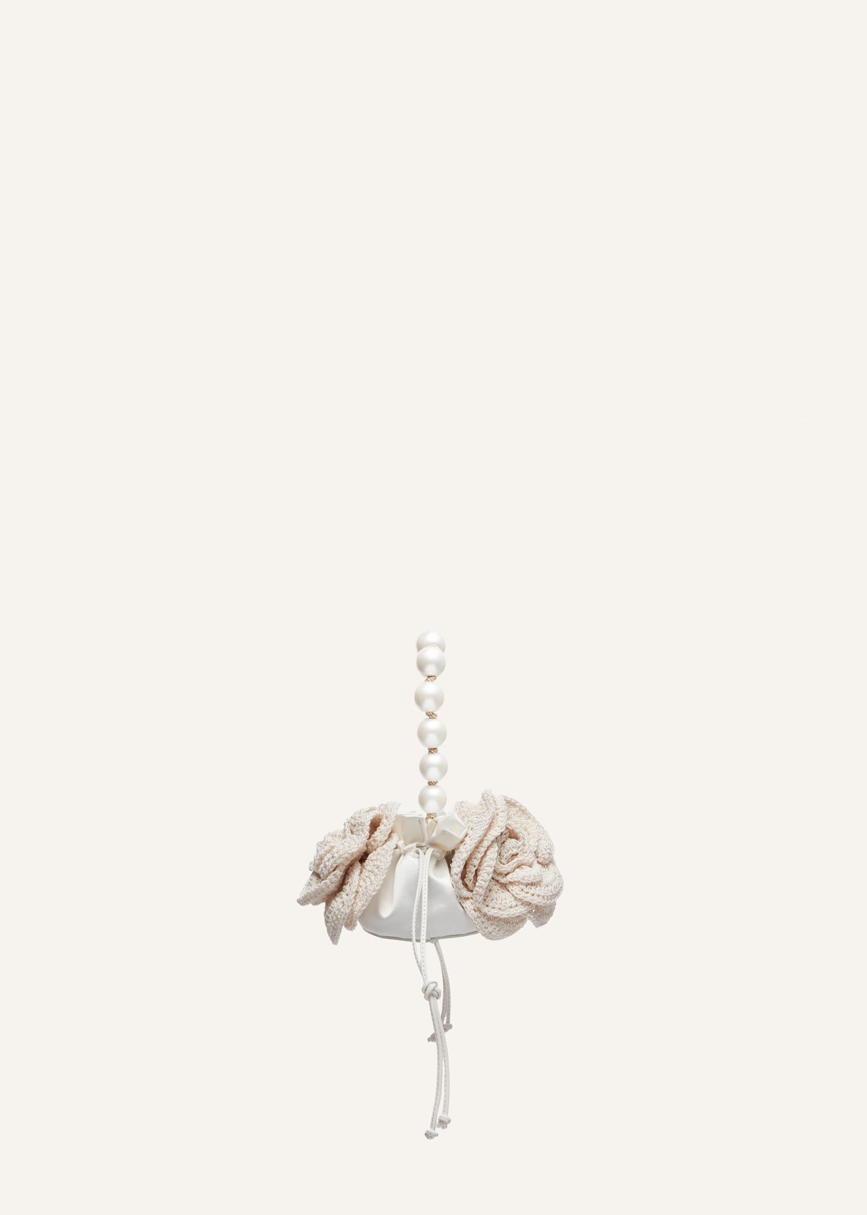 Small Magda bag pearl strap in cream crochet Product Image