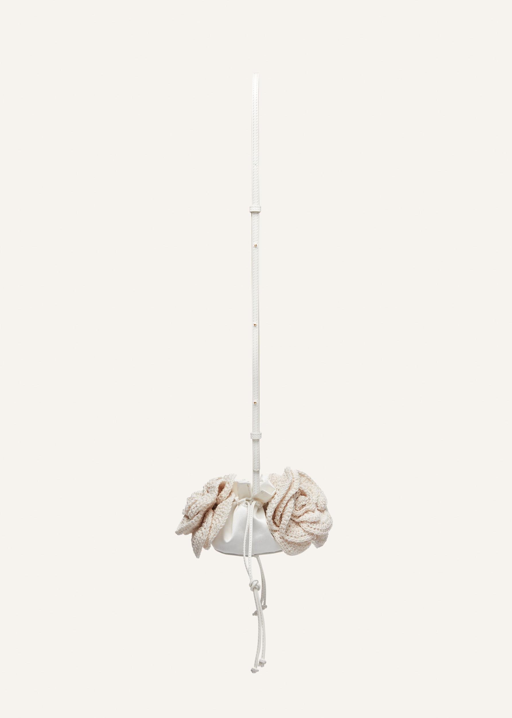 Small Magda bag pearl strap in cream crochet Product Image