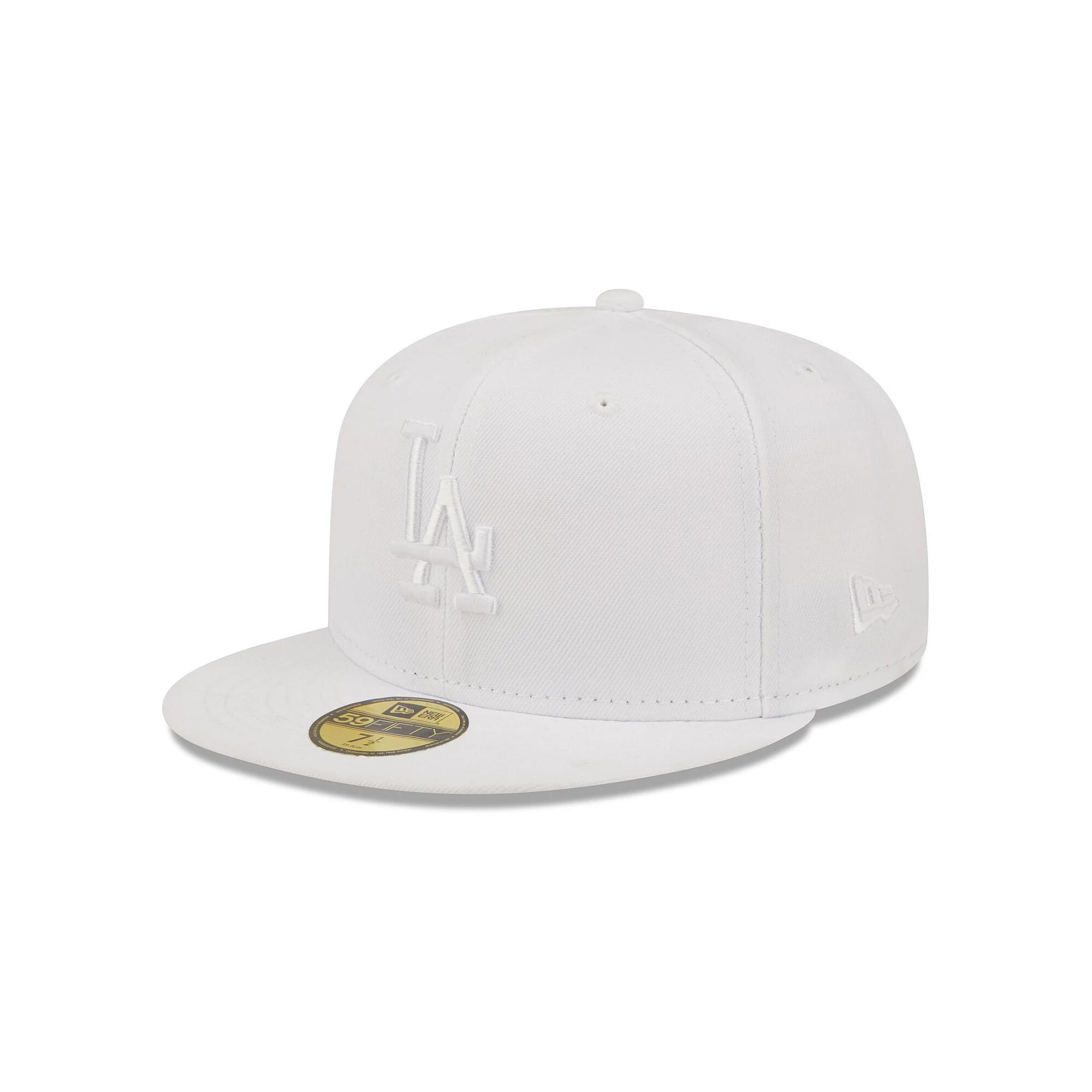 Men's New Era Los Angeles Dodgers White on White 59FIFTY Fitted Hat, Size: 7 1/2 Product Image