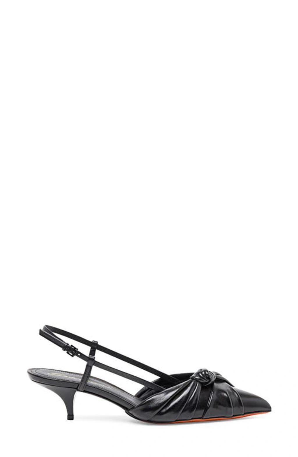 SANTONI Nappa Leather Kitten-heel Pumps In Black Product Image