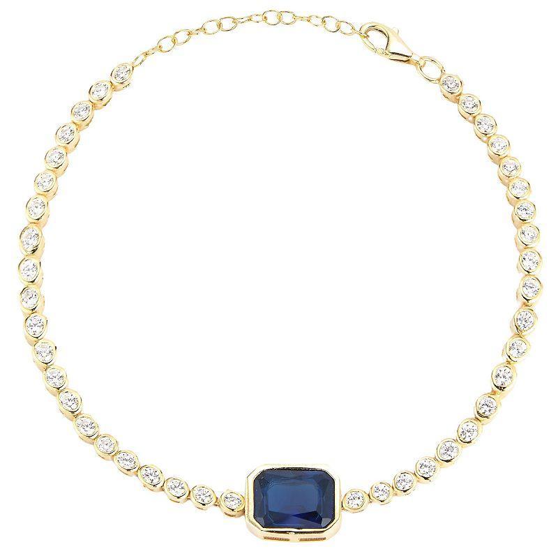 Sunkissed Sterling 14k Gold Over Silver Cubic Zirconia Bracelet, Women's, Size: 7", Gold Tone Green Product Image