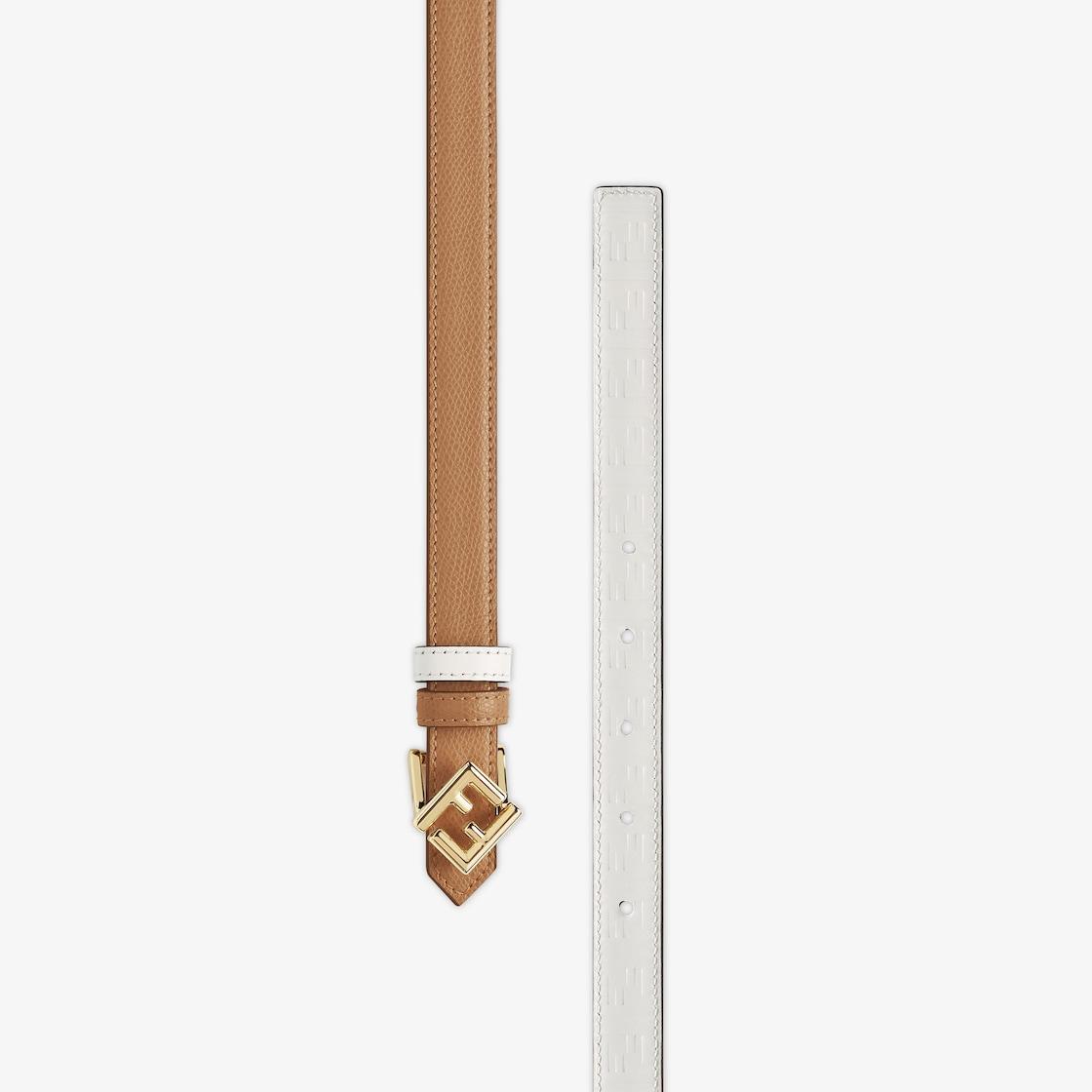 FF Diamonds BeltBeige leather reversible belt Product Image