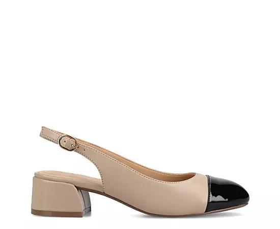 Journee Sammie Womens Cap Toe Block Heel Slingback Pumps Brown Product Image