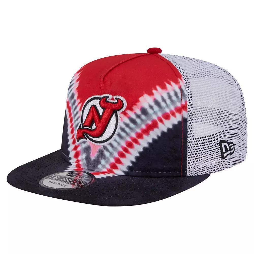 Men's New Era  Black/Red New Jersey Devils Throwback V-Dye Adjustable Golfer Hat, Nhl Black Product Image