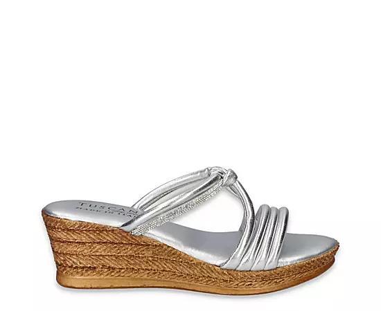 Easy Street Elvera Tuscany Women's Wedge Sandals, Size: 7.5, Silver Product Image