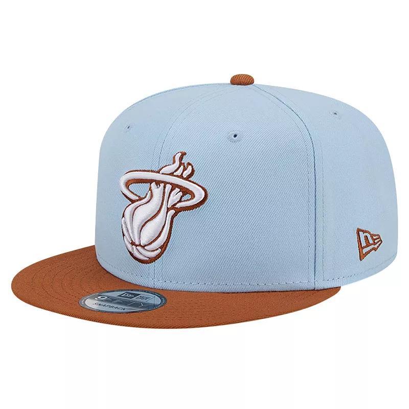 Mens New Era Blue/Brown Miami Heat 2-Tone Color Pack 9FIFTY Snapback Hat Product Image