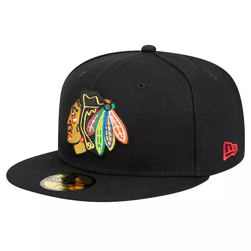 Men's New Era Black Chicago Blackhawks Core 59FIFTY Fitted Hat, Size: 7 3/8 Product Image