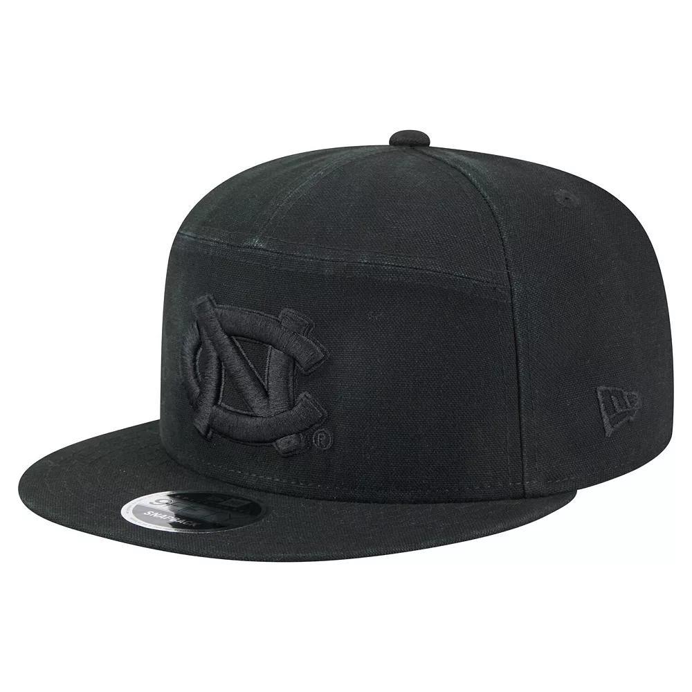 Men's New Era Black North Carolina Tar Heels Adventure Canvas Split Panel 9FIFTY Snapback Hat Product Image