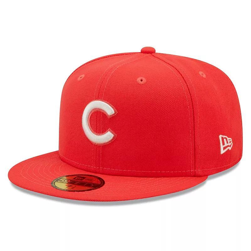 Men's New Era Red Chicago Cubs Lava Highlighter Logo 59FIFTY Fitted Hat, Size: 7 1/2 Product Image