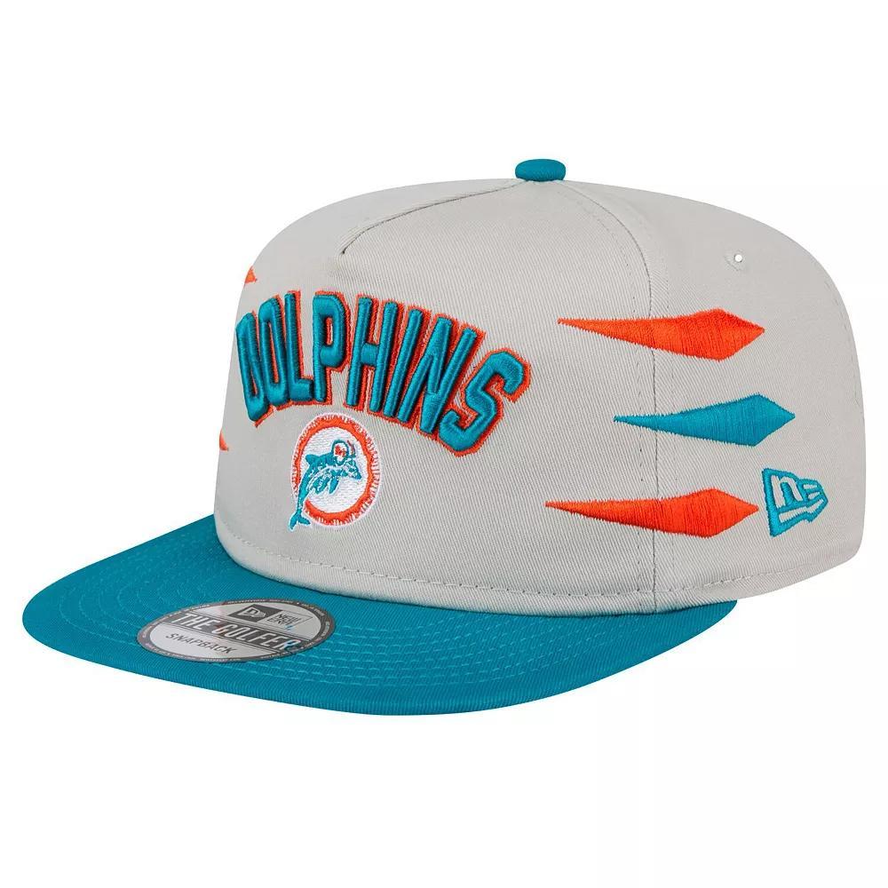 Mens New Era Stone/Aqua Miami Dolphins Athletic Golfer Snapback Hat Product Image