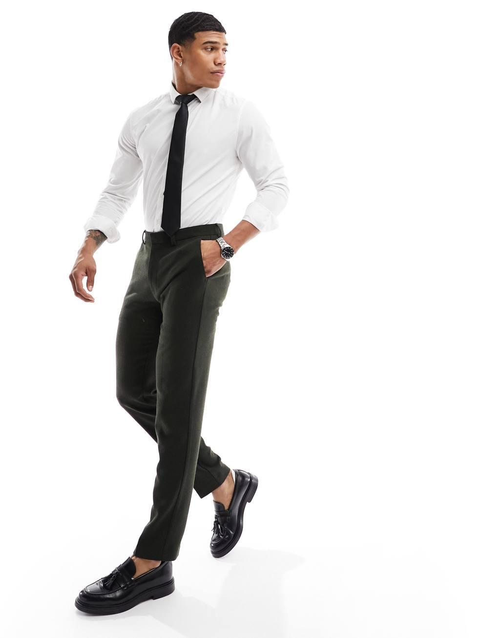 ASOS DESIGN Wedding skinny wool mix suit pants Product Image