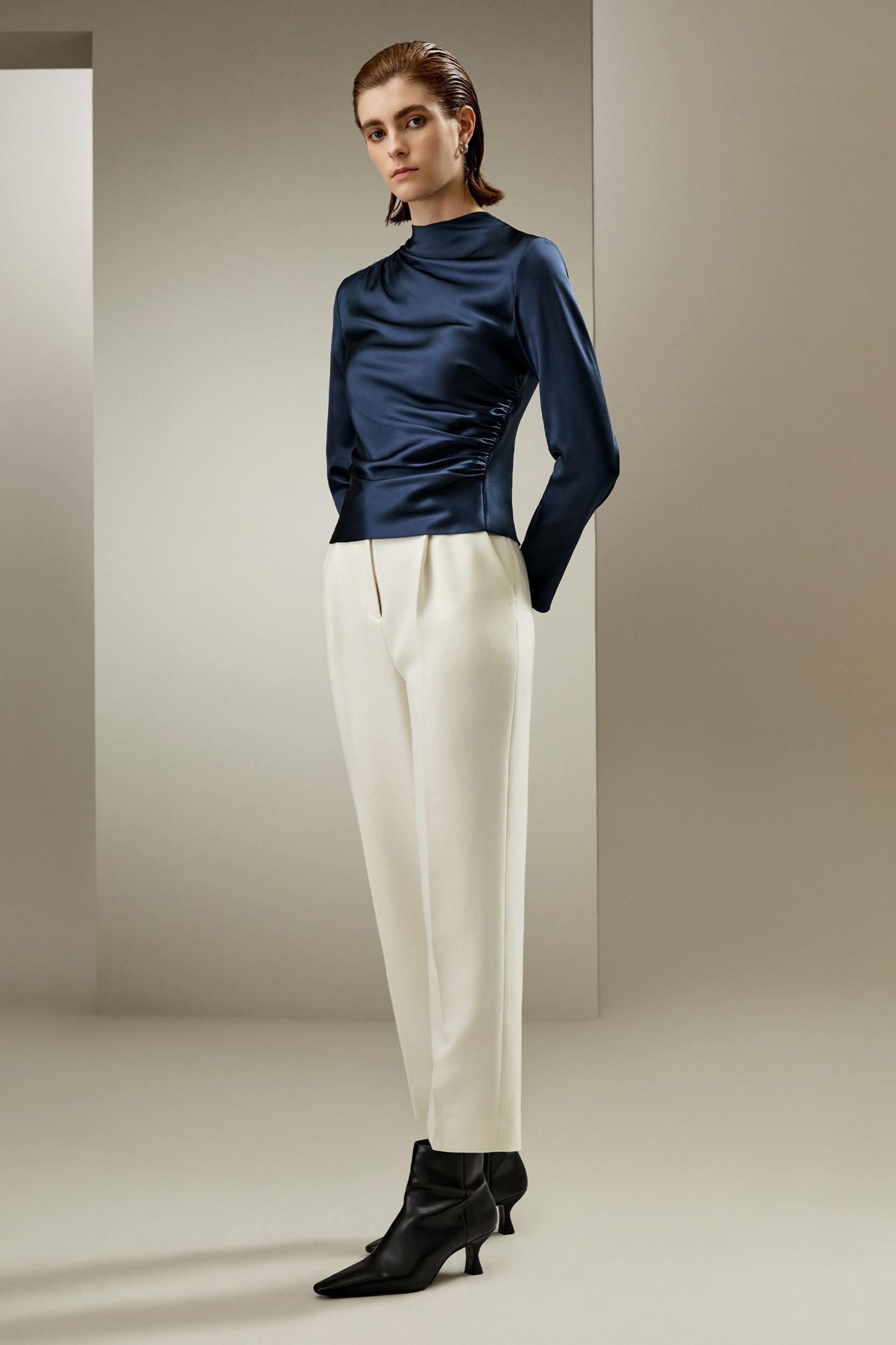 Oblique Wave Silk Blouse Product Image