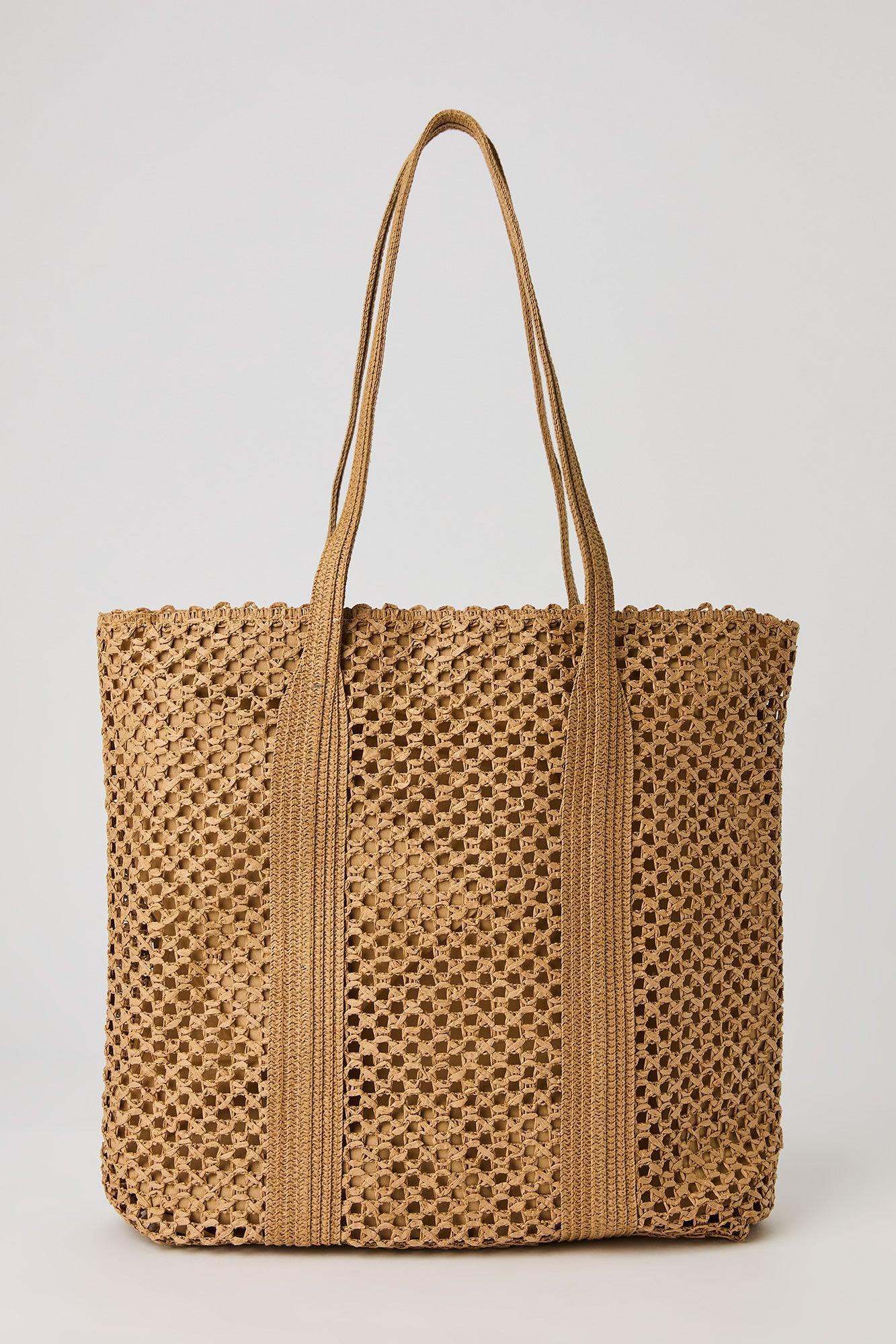 Open Weave Straw Tote Bag Female Product Image