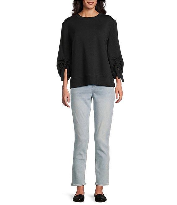 Westbound Ruched Sleeve Crew Neck Top Product Image