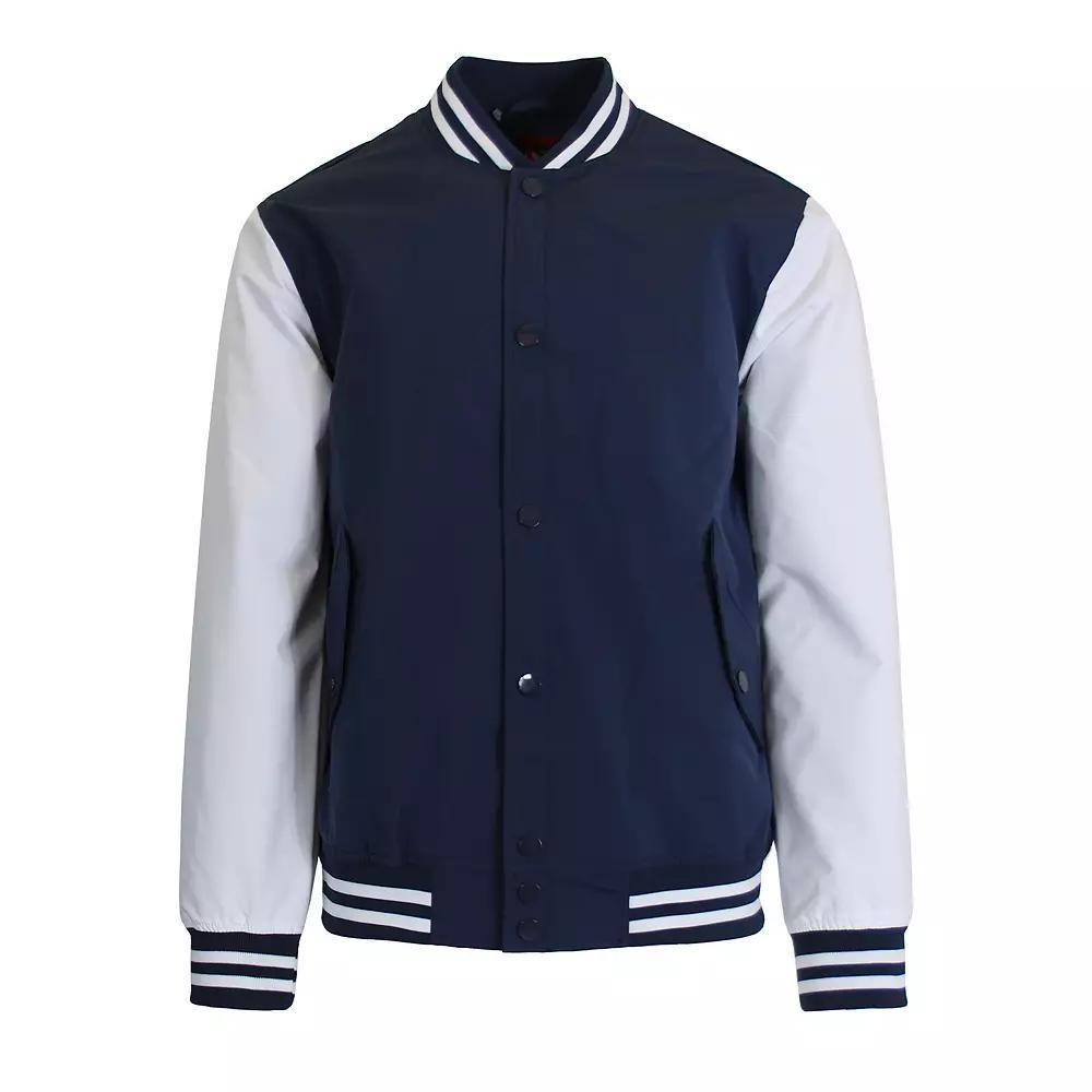 Men's Spire by Galaxy Lightweight Varsity Jacket, Size: XL, Navy White Product Image