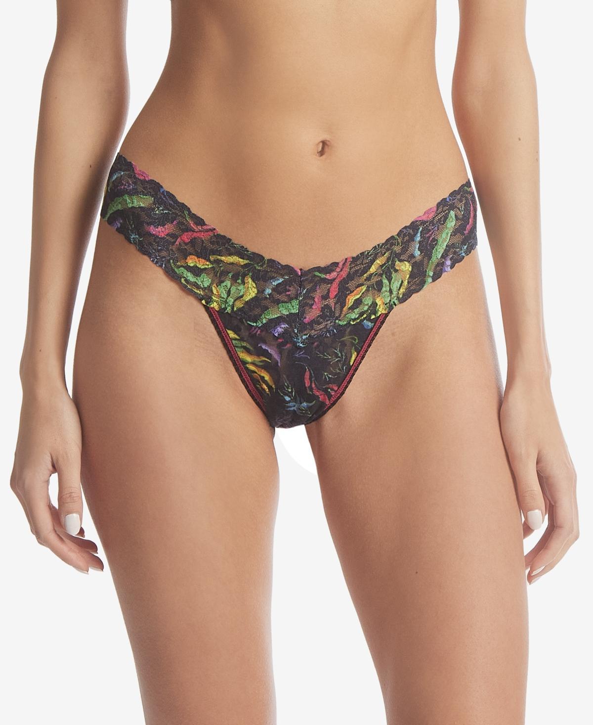 Printed Low-Rise Signature Lace Thong Product Image