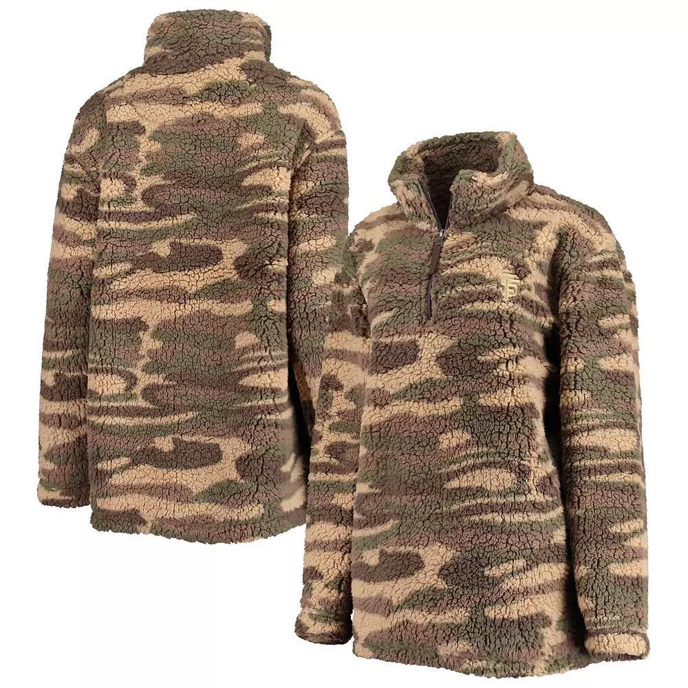 Women's G-III 4Her by Carl Banks Camo San Francisco Giants Sherpa Quarter-Zip Jacket, Size: 2XL, Green Product Image