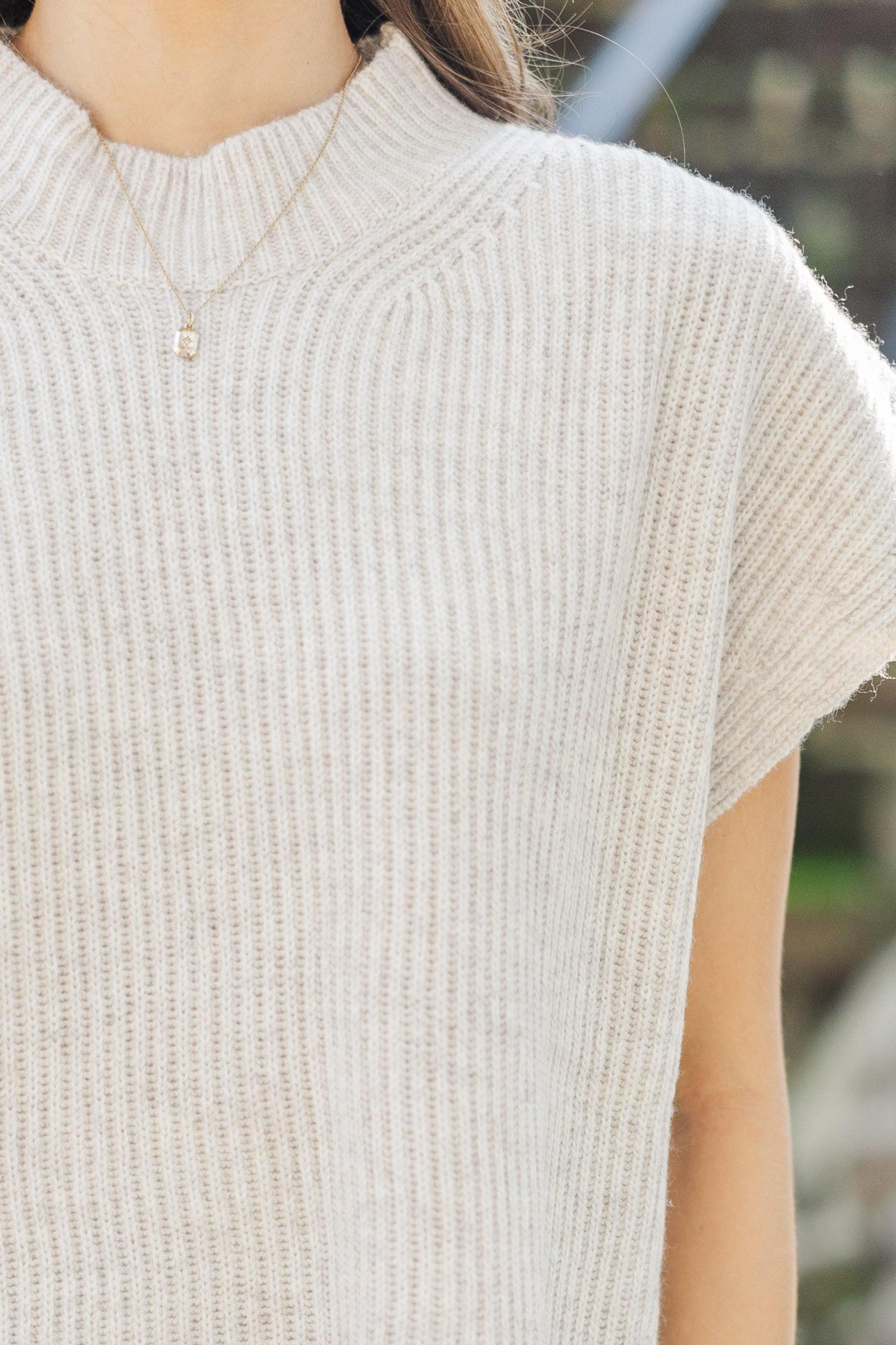 The Slouchy Oatmeal Short Sleeve Sweater Female Product Image