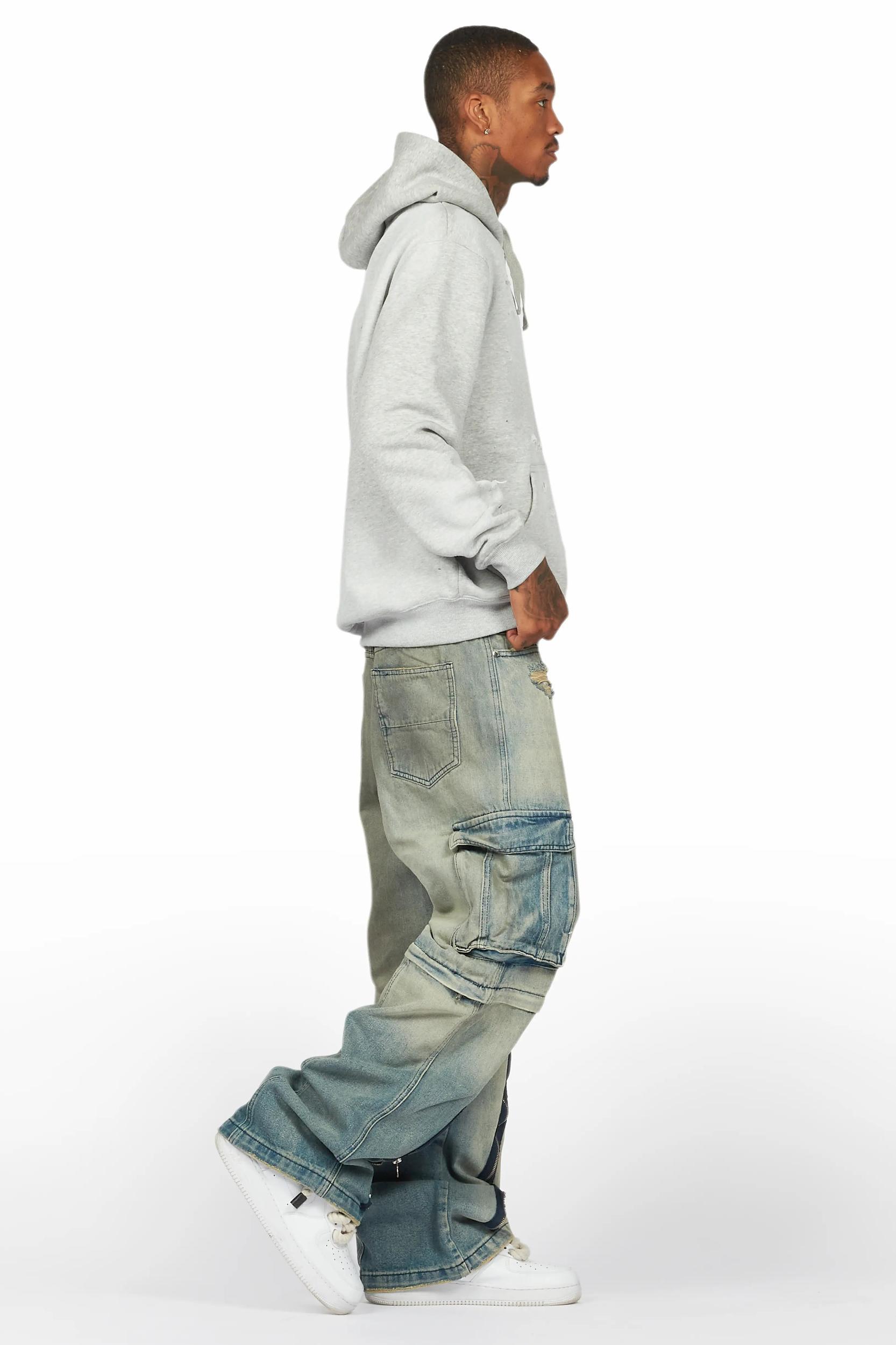 Baki Heather Grey Distressed Hoodie Male Product Image
