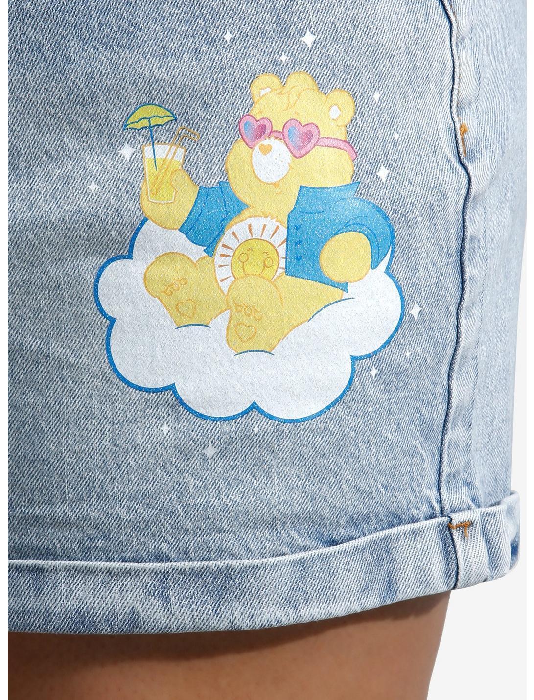 Care Bears Glitter Print Denim Mom Shorts Plus Size Product Image