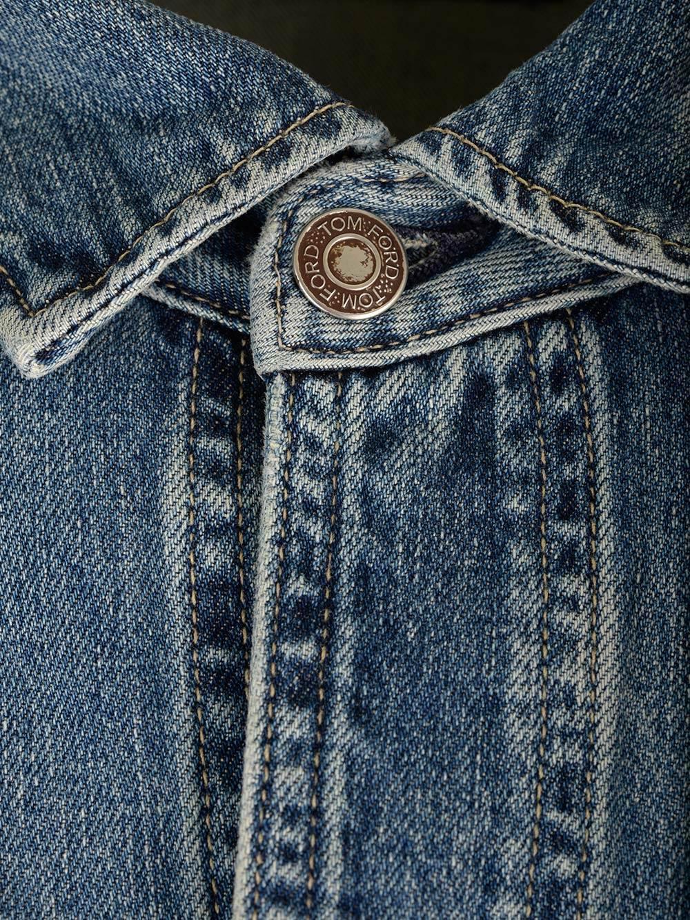 TOM FORD Vintage Pale Blue Denim Shirt Jacket For Men From Ss24 Collection Product Image
