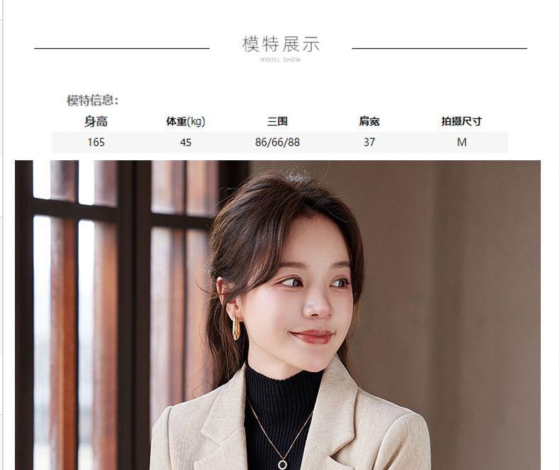 Lapel Collar Plain Single Breasted Blazer Product Image