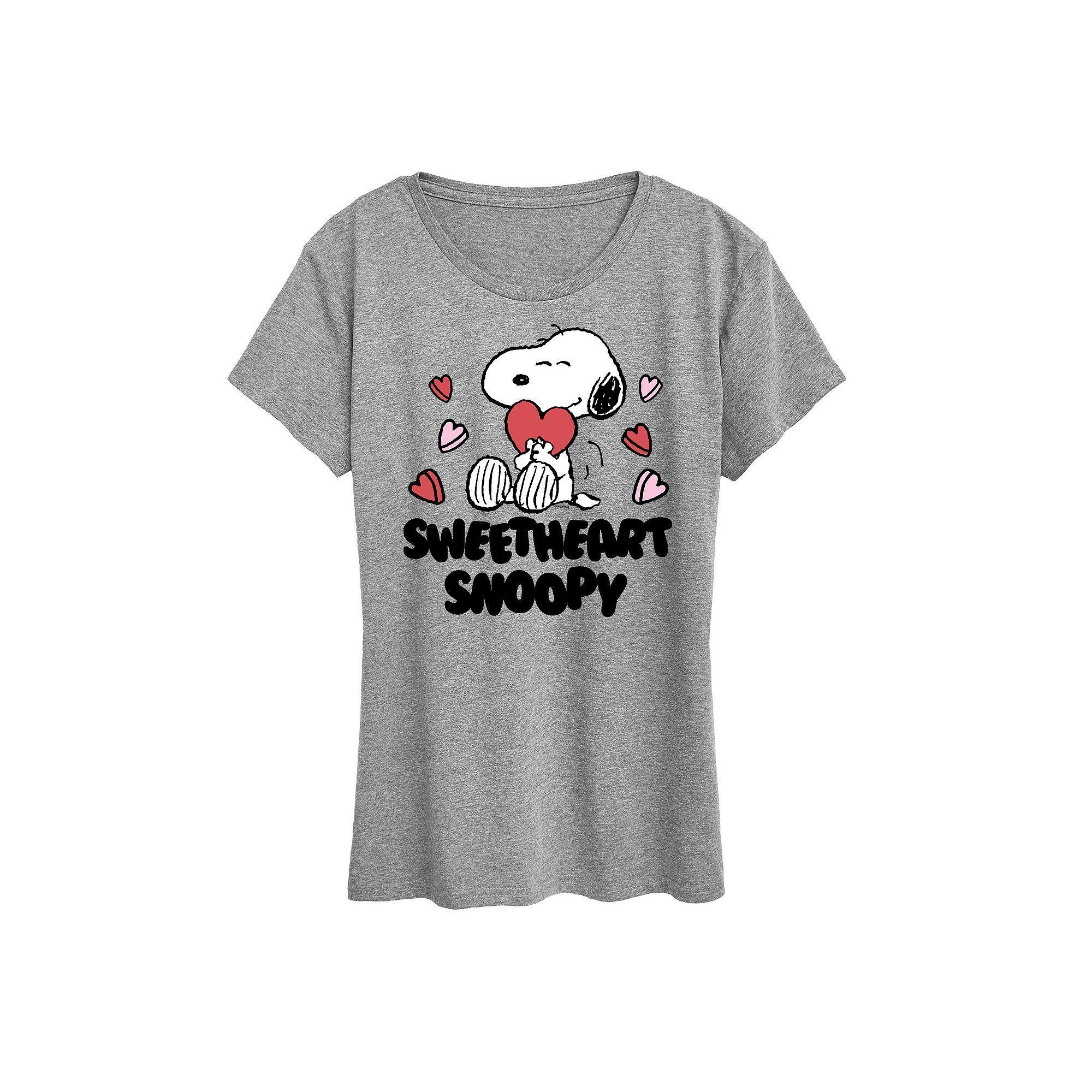 Womens Peanuts Sweetheart Snoopy Graphic Tee Grey Gray Product Image