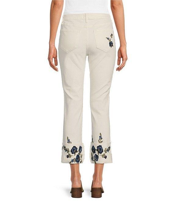Driftwood Colete Floral Bouquet Embroidered Cropped Jeans Product Image