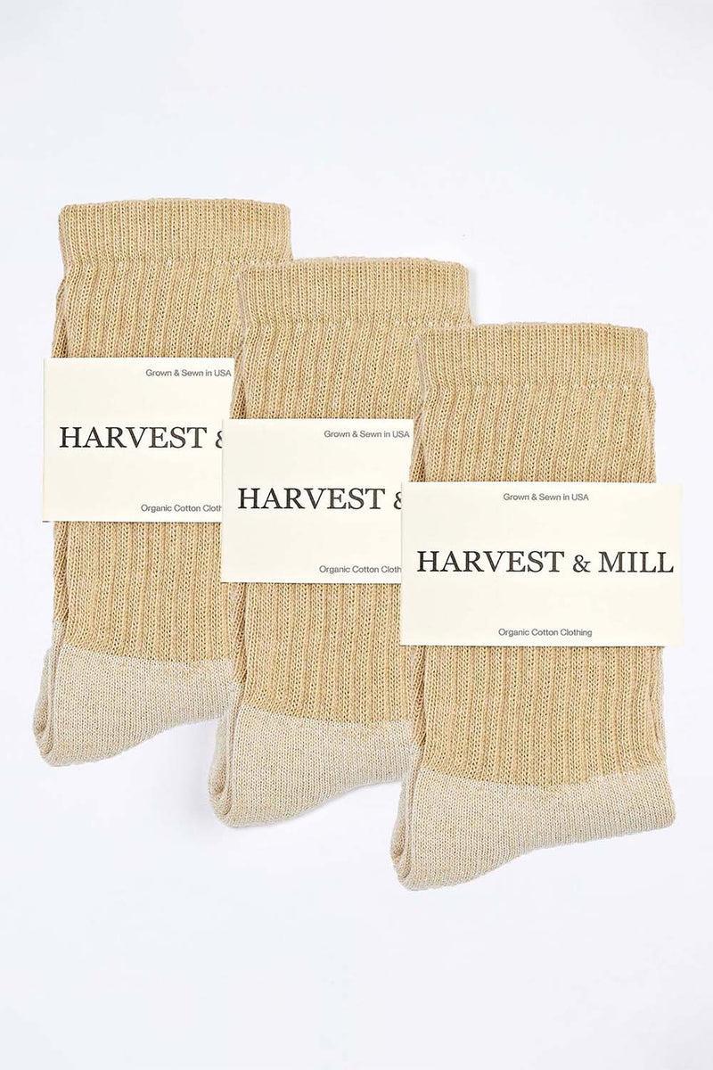 Women's 6 Pack Organic Cotton Socks Tan-Green Crew Product Image