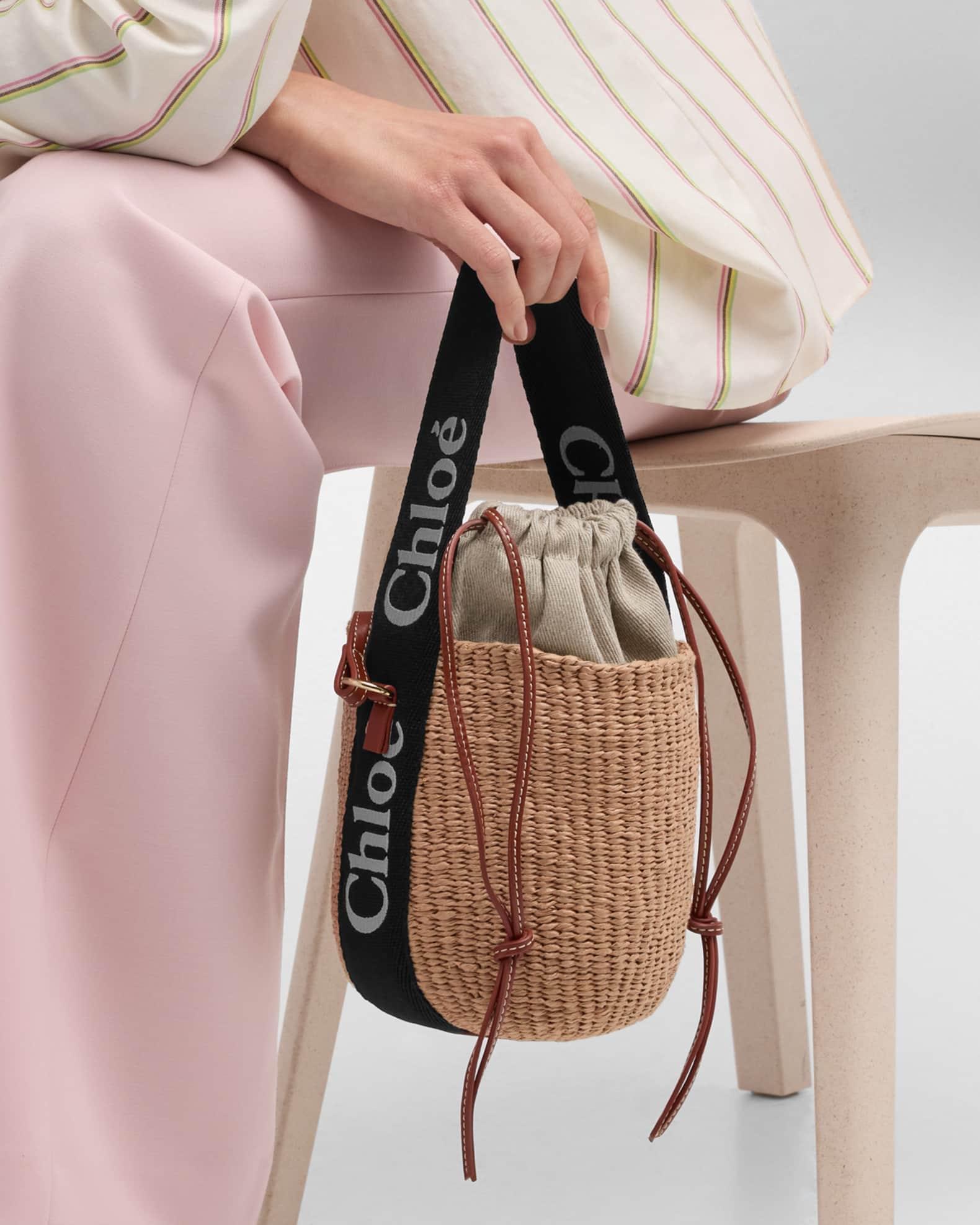Woody Small Mifuko Basket Bag in Fair Trade Paper Embellished with Linen Product Image